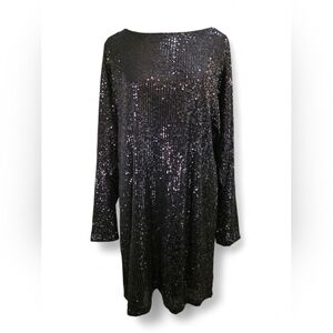 Steve Madden Black Sequin Ginger Midi Dress Size 12 Party Cocktail Holiday NWT